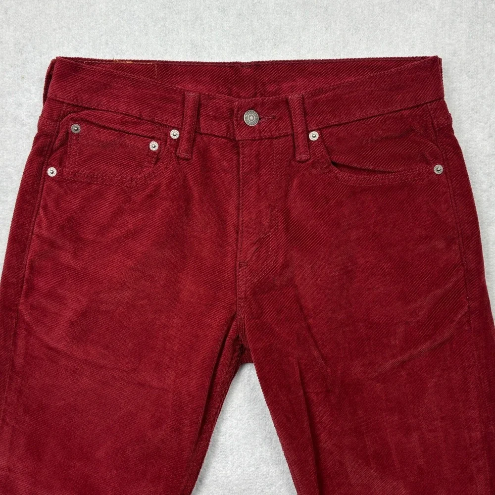 Levis Mens 31x30 511 Slim Fit Maroon Burgundy Red Fine Wale Corduroy Pants 31 30